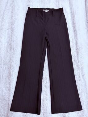 💙 Vintage Y2K Low Rise Navy Pinstripe Flare Trousers Office Siren 90s Wide Leg